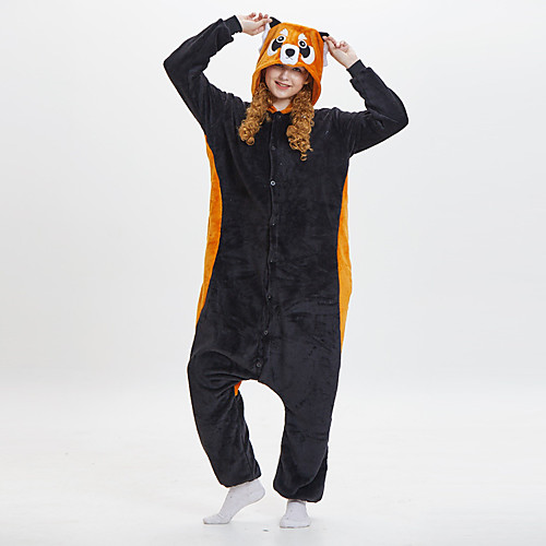

Adults' Kigurumi Pajamas Raccoon Onesie Pajamas Flannel Fabric Black Cosplay For Men and Women Animal Sleepwear Cartoon Festival / Holiday Costumes