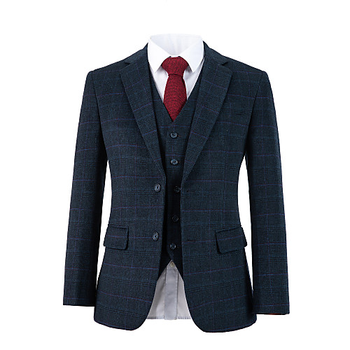 

Dark gray plaid tweed wool custom suit