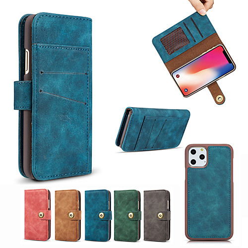 

Phone Case For Apple Full Body Case Leather iPhone 11 Pro Max SE 2020 X XR XS Max 8 7 6 Card Holder Shockproof Solid Color PU Leather