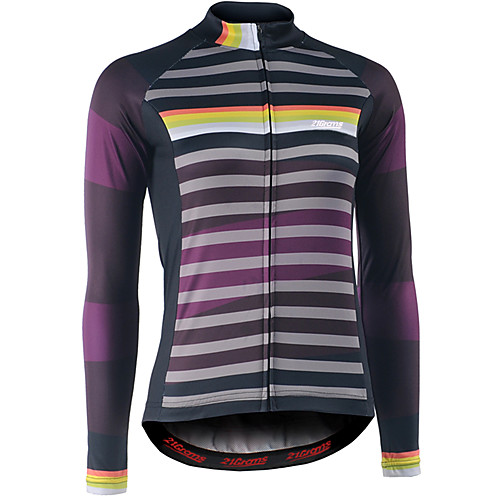 

21Grams Men's Long Sleeve Cycling Jersey Winter Fleece Spandex Polyester Violet Solid Color Bike Jersey Padded Shorts / Chamois Top Mountain Bike MTB Road Bike Cycling UV Resistant Quick Dry