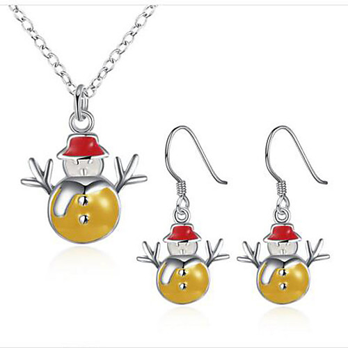 

Women's Necklace Geometrical Christmas Tree Stylish Earrings Jewelry Yellow / Red / Blue Necklace & Earrings For Christmas Festival 1 set