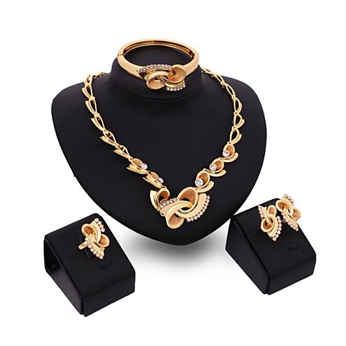 

Women's Cubic Zirconia Bridal Jewelry Sets Geometrical Flower Classic Gold Plated Earrings Jewelry Gold For Party Gift 1 set