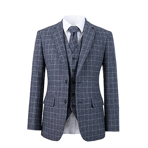 

Gray check tweed wool custom suit