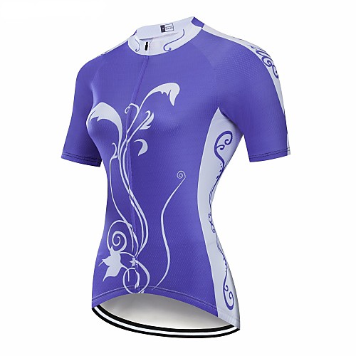 

CAWANFLY Women's Short Sleeve Cycling Jersey Sky Blue Floral Botanical Bike Jersey Top Mountain Bike MTB Road Bike Cycling Breathable Quick Dry Back Pocket Sports Clothing Apparel / Advanced / Expert