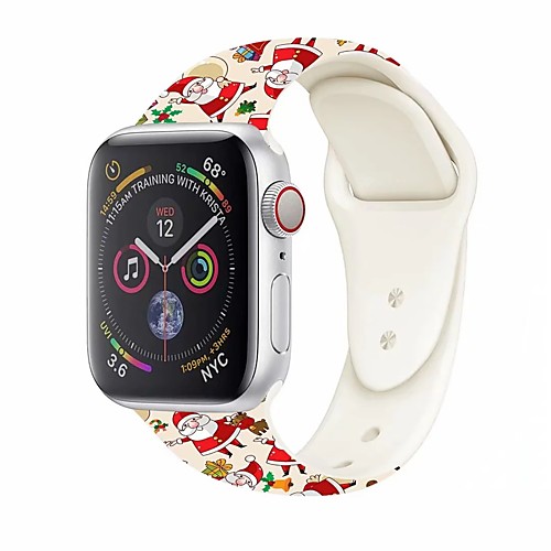 

Watch Band for Apple Watch Series 6 SE 5 4 3 2 1 Apple Sport Band / Classic Buckle Silicone Wrist Strap Christmas Style