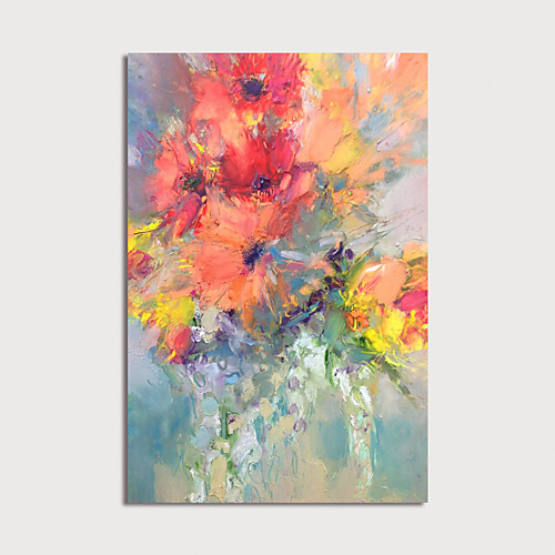 

Oil Painting Hand Painted Vertical Floral / Botanical Modern Stretched Canvas