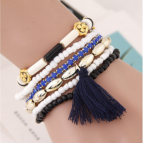 

5pcs Women's Wrap Bracelet Wide Bangle 3D Precious Vintage Resin Bracelet Jewelry White / Blue For Party Street Holiday / Rhinestone