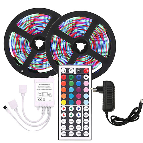 

10m Flexible LED Strip Lights Light Sets RGB Tiktok Lights 600 LEDs SMD2835 8mm 1 44Keys Remote Controller 1 X 12V 3A Power Supply Christmas New Year's Waterproof Cuttable Party