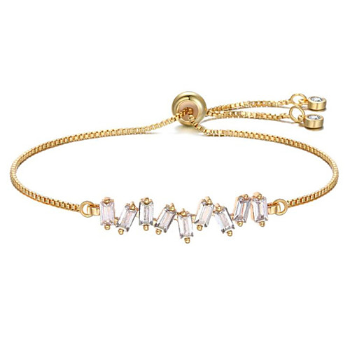 

Women's Cubic Zirconia Chain Bracelet Geometrical Flower Stylish Gold Plated Bracelet Jewelry Rose Gold / Gold / White For Gift Daily