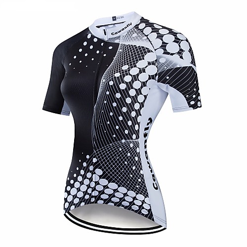

CAWANFLY Women's Short Sleeve Cycling Jersey Summer Black Geometic Bike Jersey Top Mountain Bike MTB Road Bike Cycling Quick Dry Breathable Back Pocket Sports Clothing Apparel / Advanced / Expert