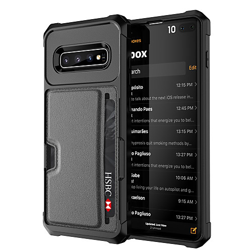 

Phone Case For Samsung Galaxy Back Cover Leather S9 S9 Plus S10 S10 Note 10 Galaxy Note 10 Card Holder Solid Color PU Leather PC