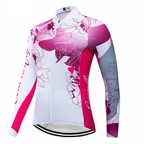 

CAWANFLY Women's Long Sleeve Cycling Jersey Winter White Geometic Bike Jersey Pants Top Mountain Bike MTB Road Bike Cycling Breathable Quick Dry Back Pocket Sports Clothing Apparel / Advanced