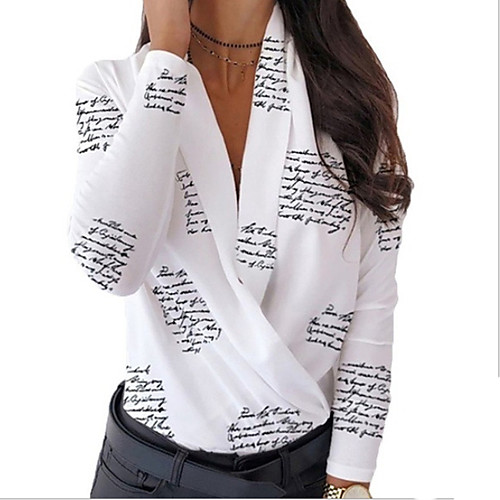 

Women's Letter Fruit Shirt Daily V Neck White / Yellow