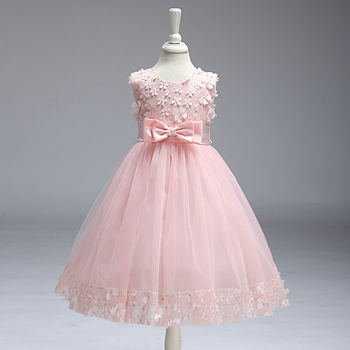 

Ball Gown Knee Length Flower Girl Dresses Party Tulle Sleeveless Jewel Neck with Bow(s)