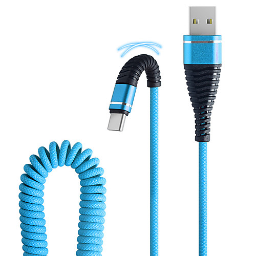 

1.2 M Type C Phone Cable Type-C Fish Tail Spring Durable Cable Data Fast Charging For Smart Phone Universal Cables Dropship
