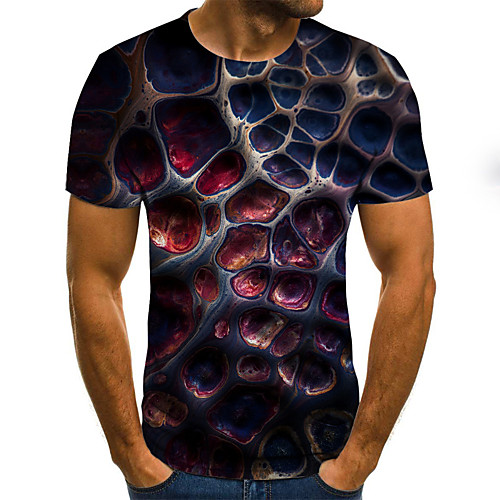 

Men's T shirt Graphic 3D Short Sleeve Daily Tops Basic Rainbow