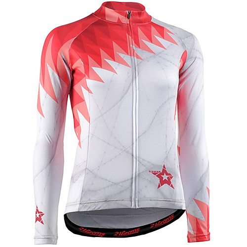 

21Grams Women's Long Sleeve Cycling Jersey Winter Fleece Spandex Polyester Red / White Bike Jersey Padded Shorts / Chamois Top Mountain Bike MTB Road Bike Cycling UV Resistant Quick Dry Breathable