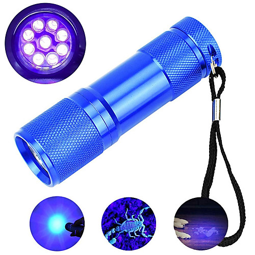 

Outdoor LED UV Flashlight Outdoor Waterproof Lights 395nm 9 LEDsPortable Mini Small Torch Detection Light Violet Torch Black Light