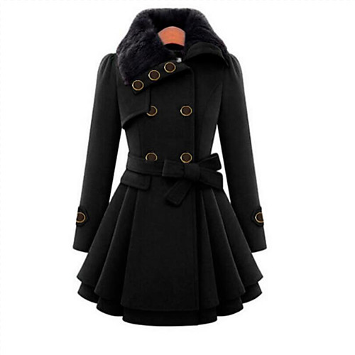 

Women's Coat Causal Fall Winter Long Coat Regular Fit Classic & Timeless Elegant & Luxurious Jacket Long Sleeve Solid Colored Fur Gray Camel / Spring