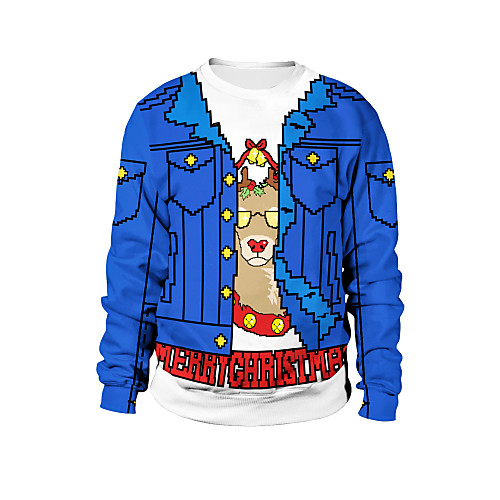 

Women's Hoodie Sweatshirt Print Oversized Daily 3D Print Christmas Hoodies Sweatshirts Loose Blue