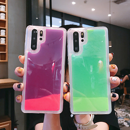 

Case For Huawei Huawei P20 / Huawei P20 Pro / Huawei P20 lite Glow in the Dark / Flowing Liquid Back Cover Solid Colored TPU / PC