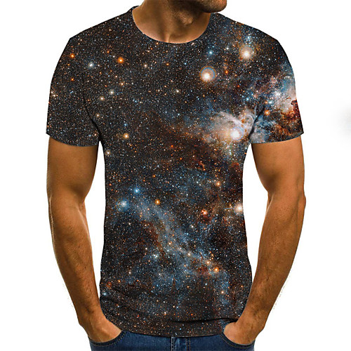 

Men's T shirt Polka Dot Color Block 3D Plus Size Print Short Sleeve Daily Tops Basic Exaggerated Rainbow