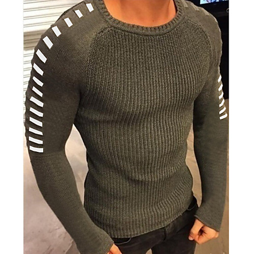 

Men's Solid Colored Pullover Long Sleeve Sweater Cardigans Round Neck White Black Army Green