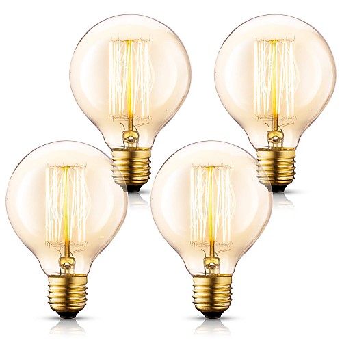 

4pcs 40 W E26 / E27 G80 Warm Yellow 2200 k Incandescent Vintage Edison Light Bulb 220-240 V