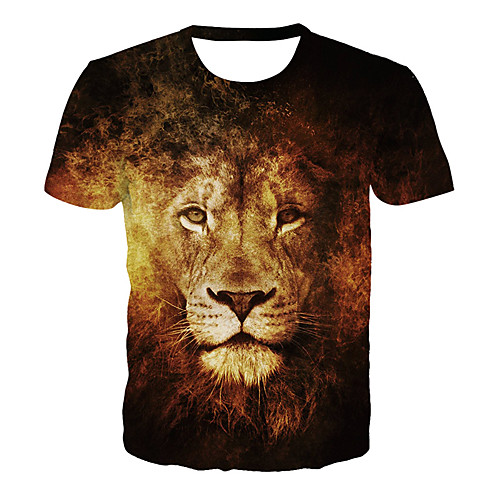 

Men's T shirt Graphic 3D Skull Plus Size Print Short Sleeve Daily Tops Basic Exaggerated Round Neck Brown / Summer / Club