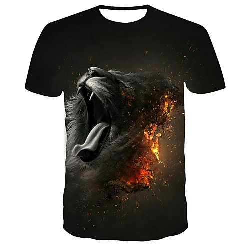 

Men's T shirt 3D Print Graphic 3D Animal Print Short Sleeve Daily Tops Streetwear Black