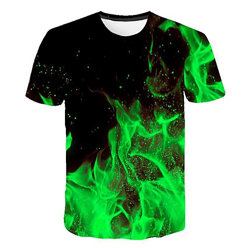 

Men's T shirt Shirt Graphic 3D Print Short Sleeve Daily Slim Tops Round Neck Green