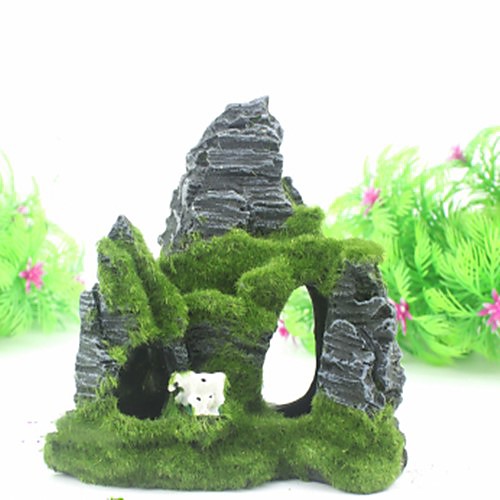 

Artificial Moss Hiding Cave Mountain View Underwater Fish Tank Ornament Landscaping Craft Living Room Resin Aquarium Rockery