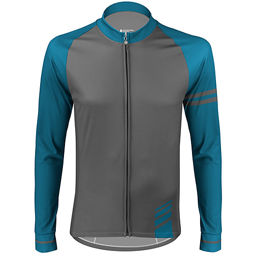 

21Grams Men's Long Sleeve Cycling Jersey Winter Spandex Polyester BlueSilver Blue Dark Navy Solid Color Bike Jersey Top Mountain Bike MTB Road Bike Cycling UV Resistant Quick Dry Breathable Sports