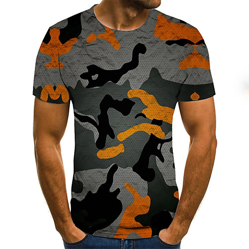 

Men's T shirt Shirt 3D Plus Size Print Short Sleeve Daily Tops Basic Round Neck Rainbow