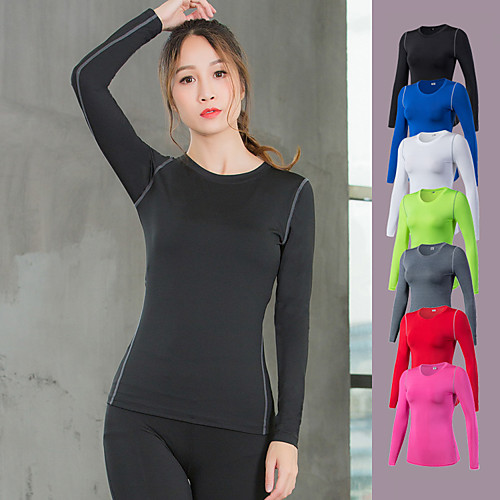 

YUERLIAN Women's Running Shirt Yoga Top Winter Red Fuchsia Blue Gray Green Yoga Fitness Gym Workout Tee Tshirt Long Sleeve Sport Activewear Quick Dry Moisture Wicking Breathable Soft Power Flex High