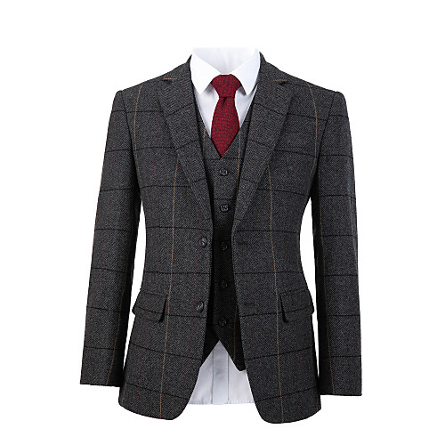 

Gray wide herringbone tweed wool custom suit