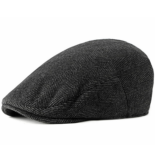 

Men's Basic Polyester Beret Hat-Striped Fall Black Brown Gray