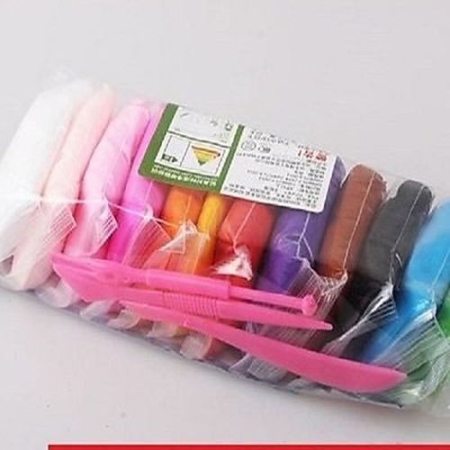 

12 pcs Air Dry Clay Modeling Clay Rainbow Making Kits with Accessories Rubber Kid's Adults' DIY Toys Party Favors & Gifts