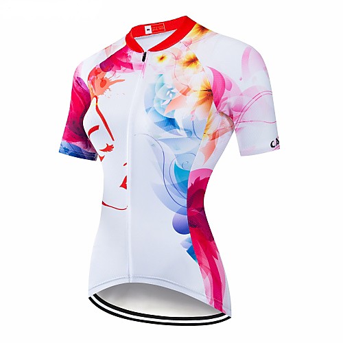 

CAWANFLY Women's Short Sleeve Cycling Jersey Summer Red / White Geometic Bike Jersey Top Mountain Bike MTB Road Bike Cycling Quick Dry Breathable Back Pocket Sports Clothing Apparel / Advanced
