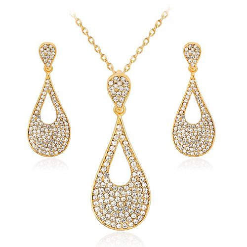 

Women's White Cubic Zirconia Bridal Jewelry Sets Geometrical Pear Fashion Imitation Diamond Earrings Jewelry Gold For Gift Daily 1 set
