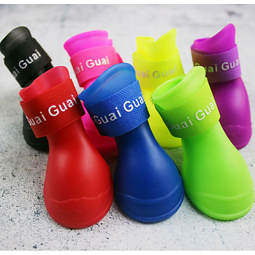 

Dog Boots / Shoes Waterproof Solid Colored For Pets PU Leather slip resistant Black