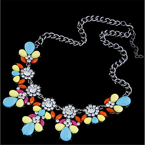 

Women's Choker Necklace Collar Necklace Tassel Flower Vintage Boho Zircon Resin Chrome Rainbow 45 cm Necklace Jewelry For Christmas Halloween Party Evening Street Gift