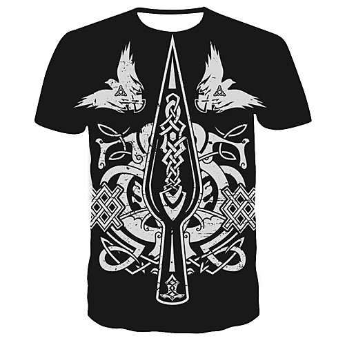 

Men's T shirt 3D Print Graphic 3D Print Short Sleeve Daily Tops Vintage Streetwear Round Neck Black / Club