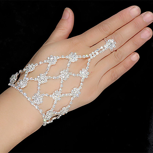 

Women's Ring Bracelet / Slave bracelet Bracelet Tennis Chain Flower Classic European Fashion Elegant Rhinestone Bracelet Jewelry Silver For Wedding Party Engagement Gift Daily