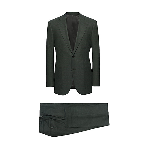 

Olive green flannel custom suit