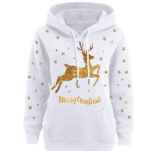 

Women's Hoodie Pullover Star Christmas Basic Hoodies Sweatshirts Blue White