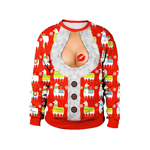

Women's Pullover Sweatshirt Print Oversized Daily 3D Print Halloween Hoodies Sweatshirts Loose Red