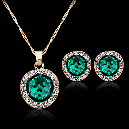 

Women's Jewelry Set Cut Out Precious Fashion Rhinestone Gold Plated Earrings Jewelry Blue / Green / Red For Christmas Wedding Halloween Party Evening Gift 1 set