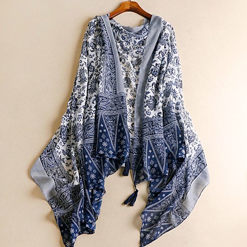 

Women's Women's Shawls & Wraps Street Blue Scarf Print / Basic / Fall / Winter / Spring / Cotton
