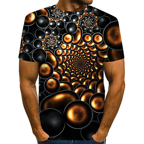 

Men's T shirt Shirt Graphic 3D Letter Plus Size Pleated Print Short Sleeve Daily Tops Streetwear Exaggerated Round Neck Rainbow